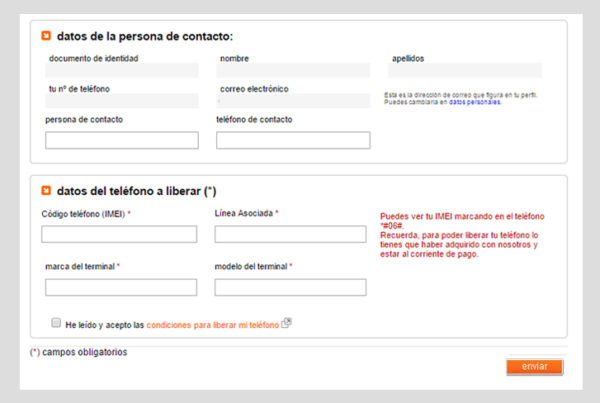 Modelo de formulario Orange